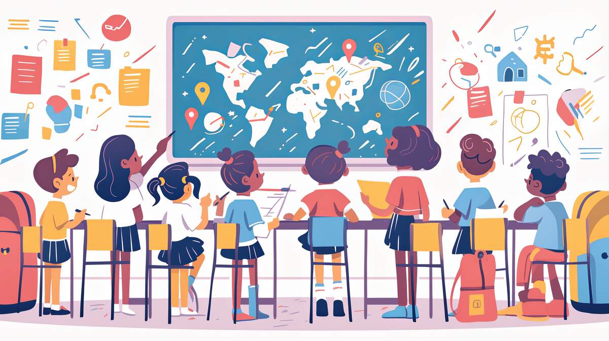 Enfants collaborant en classe