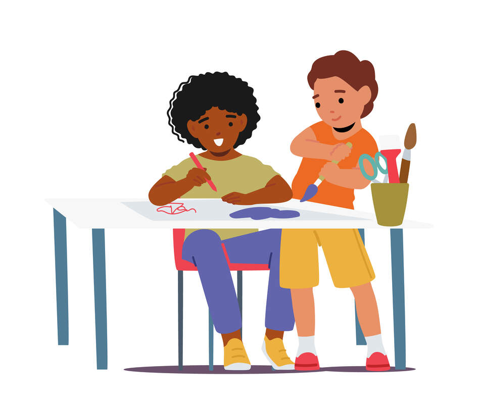 Enfants en activités créatives